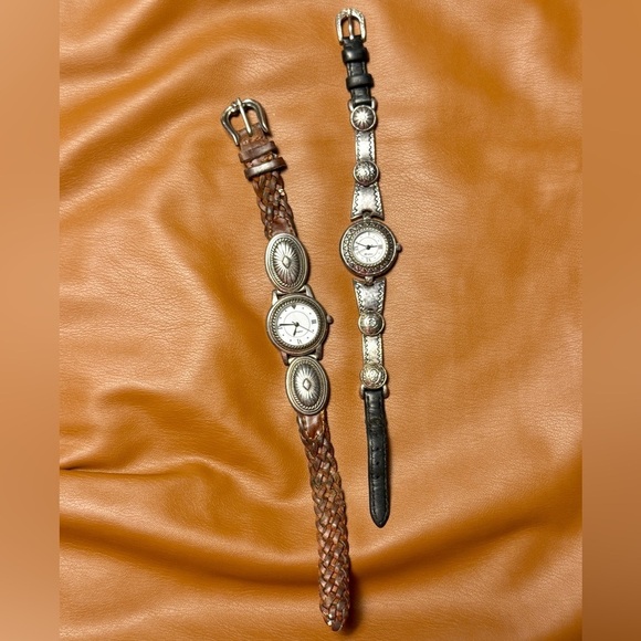 Brighton Accessories - Vintage Brighton Silver and Brown Leather Watches